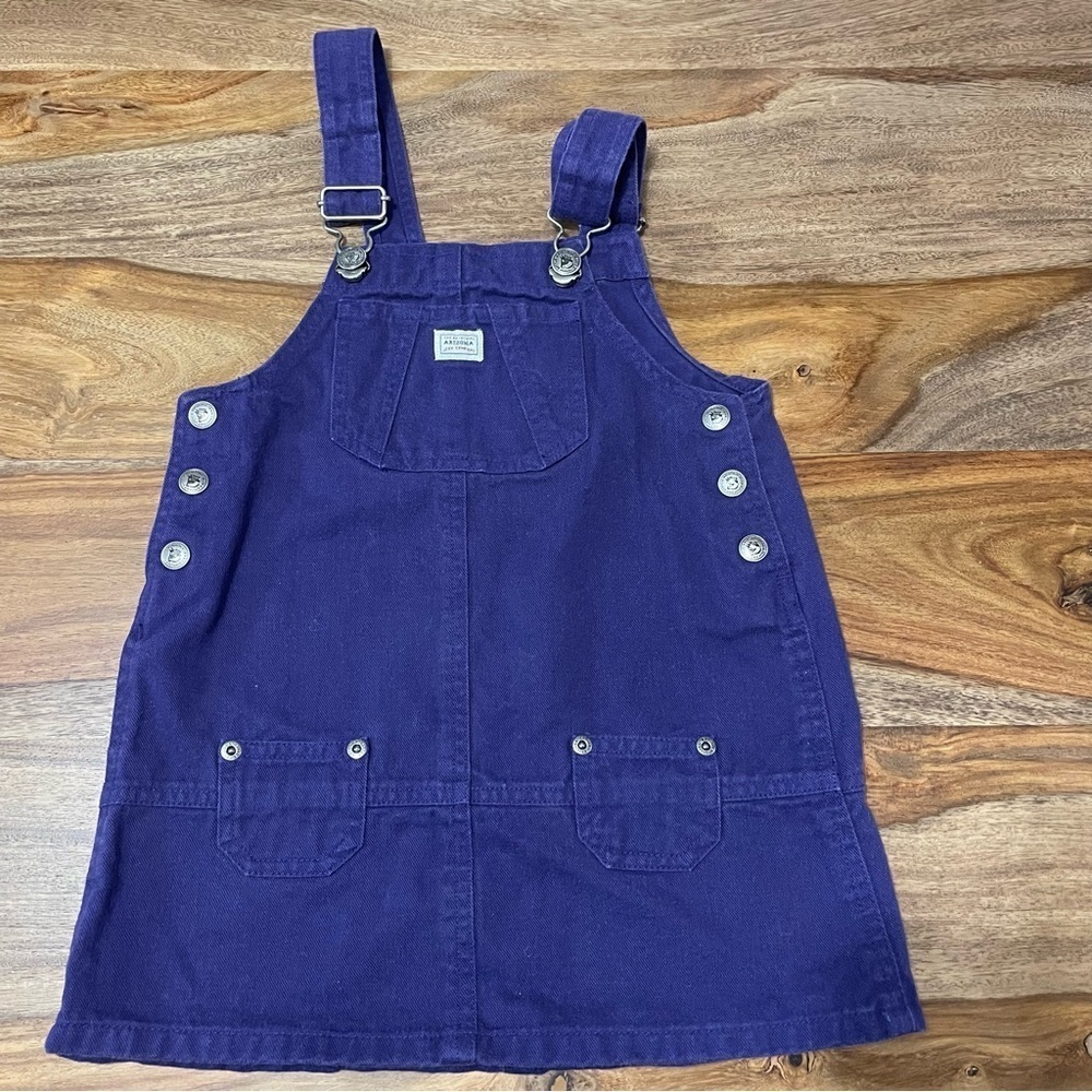 VTG 90's Arizona Jeans Co. Purple Denim Overall Dress Ajustable Straps Kids‎ 4T